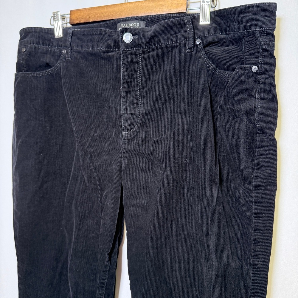 Talbots Womens 18 Straight Flawless Five-Pocket Black Corduroy Pants IN404